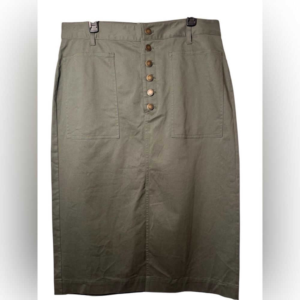 ON 34th, Olive Midi Skirt w/ Front Slit, Size 16 NWT